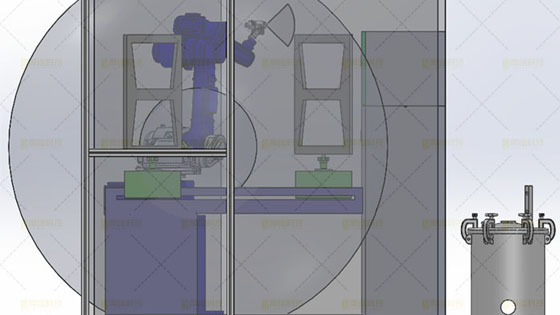 噴涂<a href='http://www.hrblongdahotel.com' target='_blank'><u>機器人工作站</u></a>正視圖